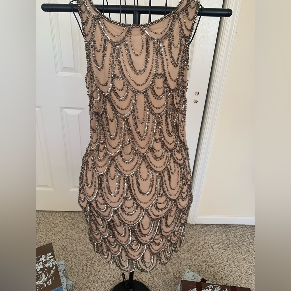 Beige beaded dress